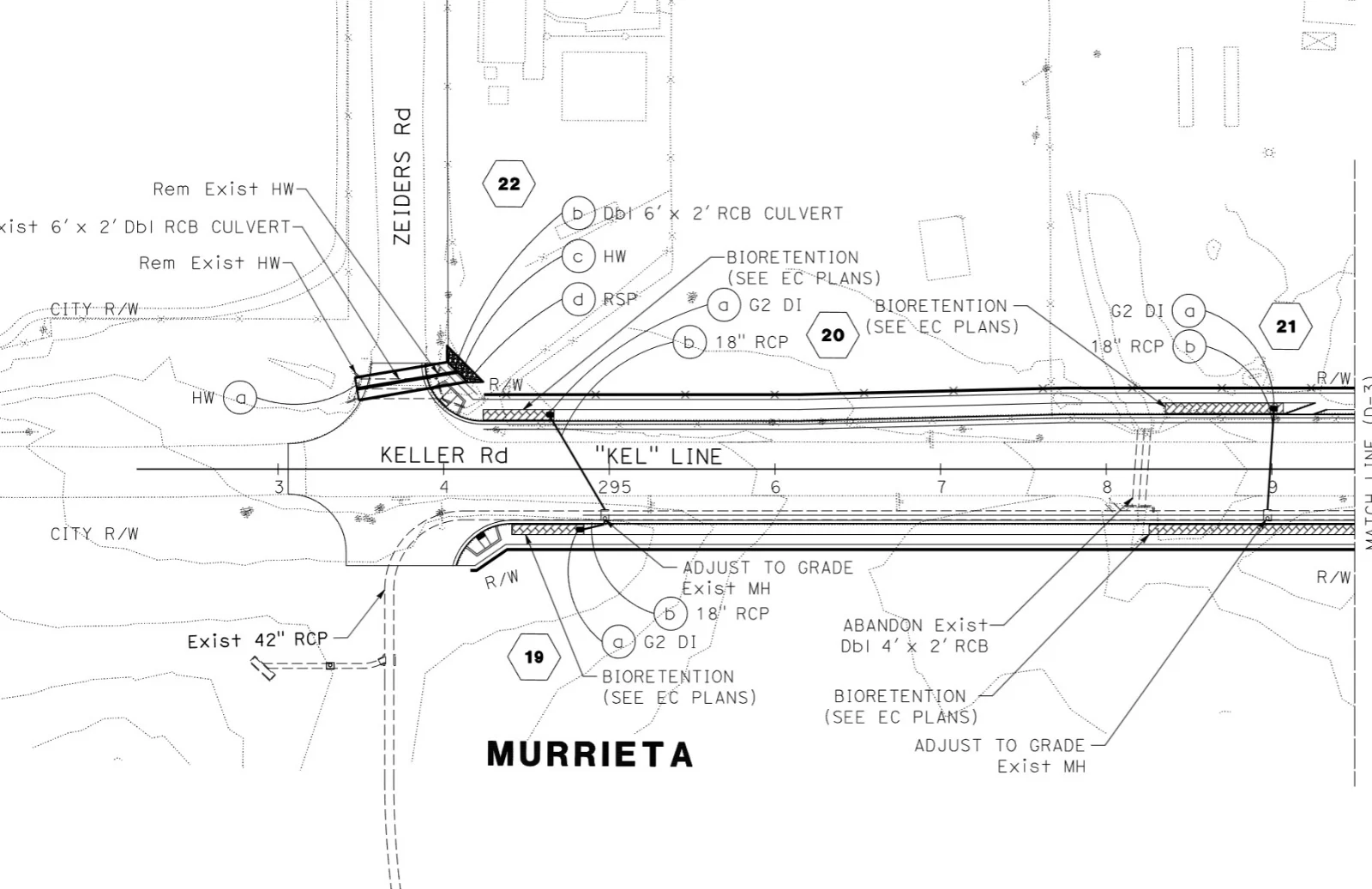 I-215 / Keller Interchange drainage sheet D-7 at the Zeiders Road double box culvert crossing