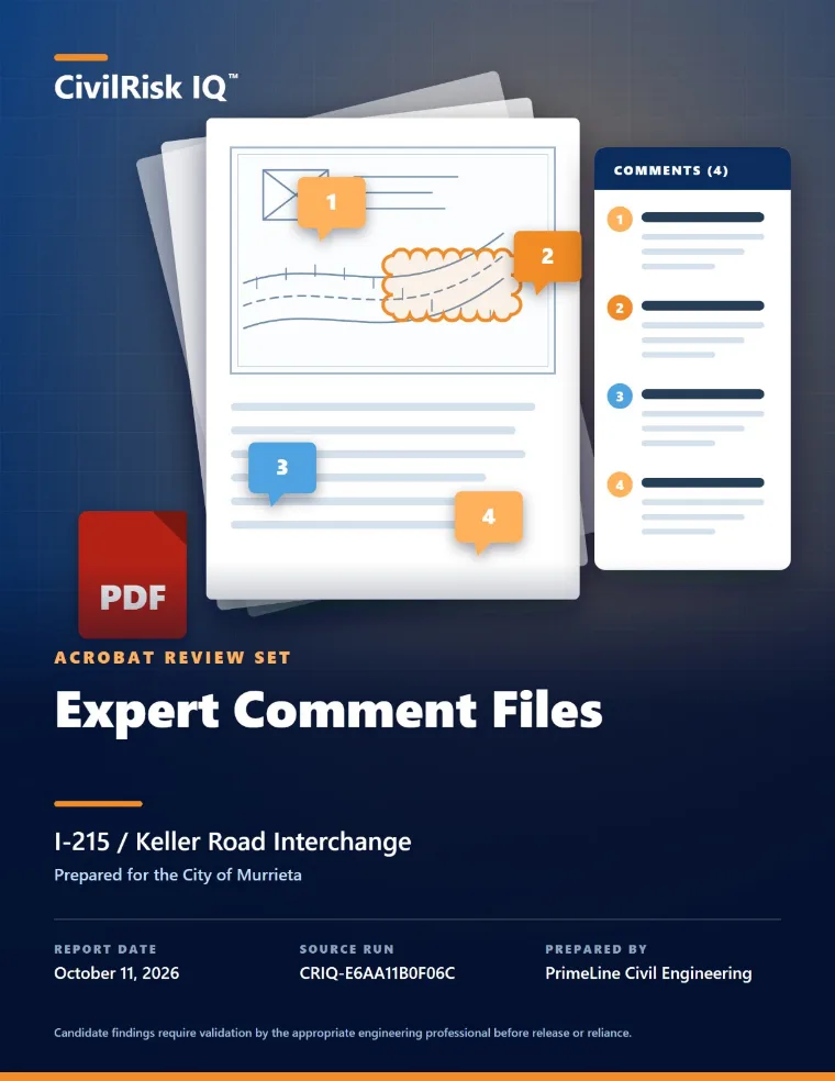 Expert Comment Files cover: comments placed on plan sheets for Bluebeam or Acrobat