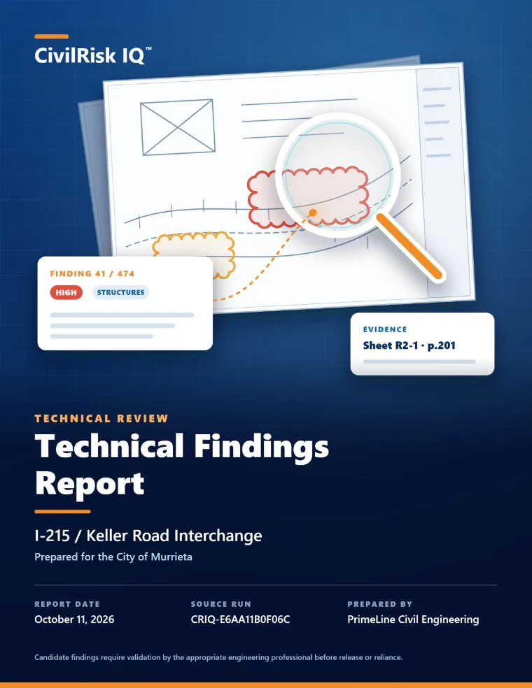 Technical Findings Report cover, I-215 / Keller Road Interchange